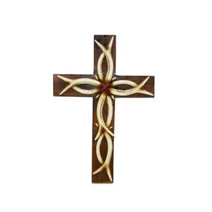 Weaved Faux Deer Antler Wall Cross